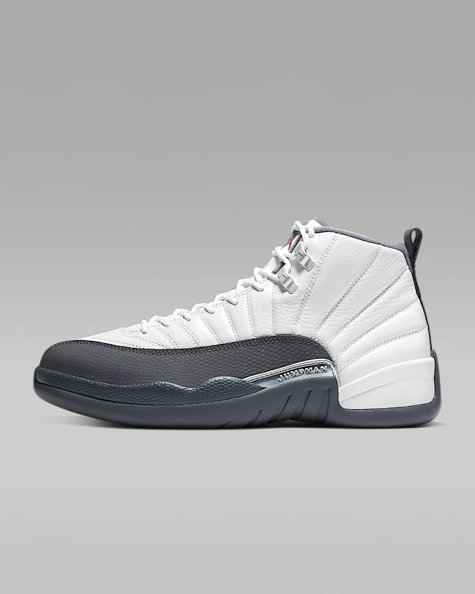 Air Jordan 12 Retro 复刻男子运动鞋 - 白色/暗灰/健身红