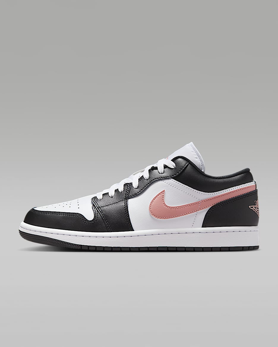 Air Jordan 1 Low 男子经典复古运动鞋 - 白色/黑/锈粉