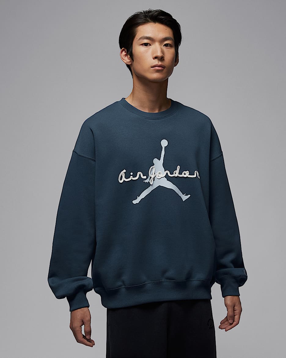 Jordan Brooklyn 男子加绒圆领运动衫 - 舰队蓝/浅蓝灰