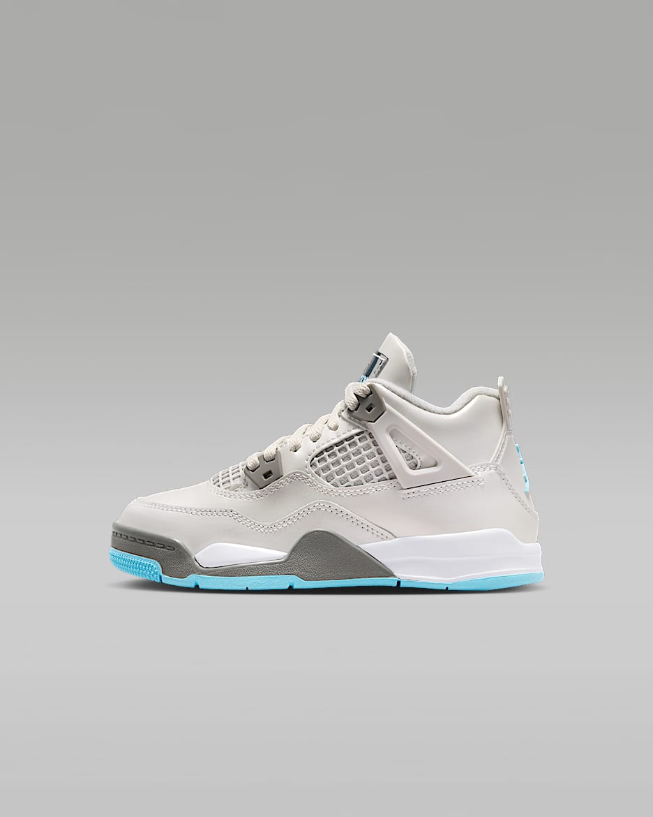 Jordan 4 Retro 复刻幼童运动鞋 - 尘光子色/青灰色/白色/冷蓝