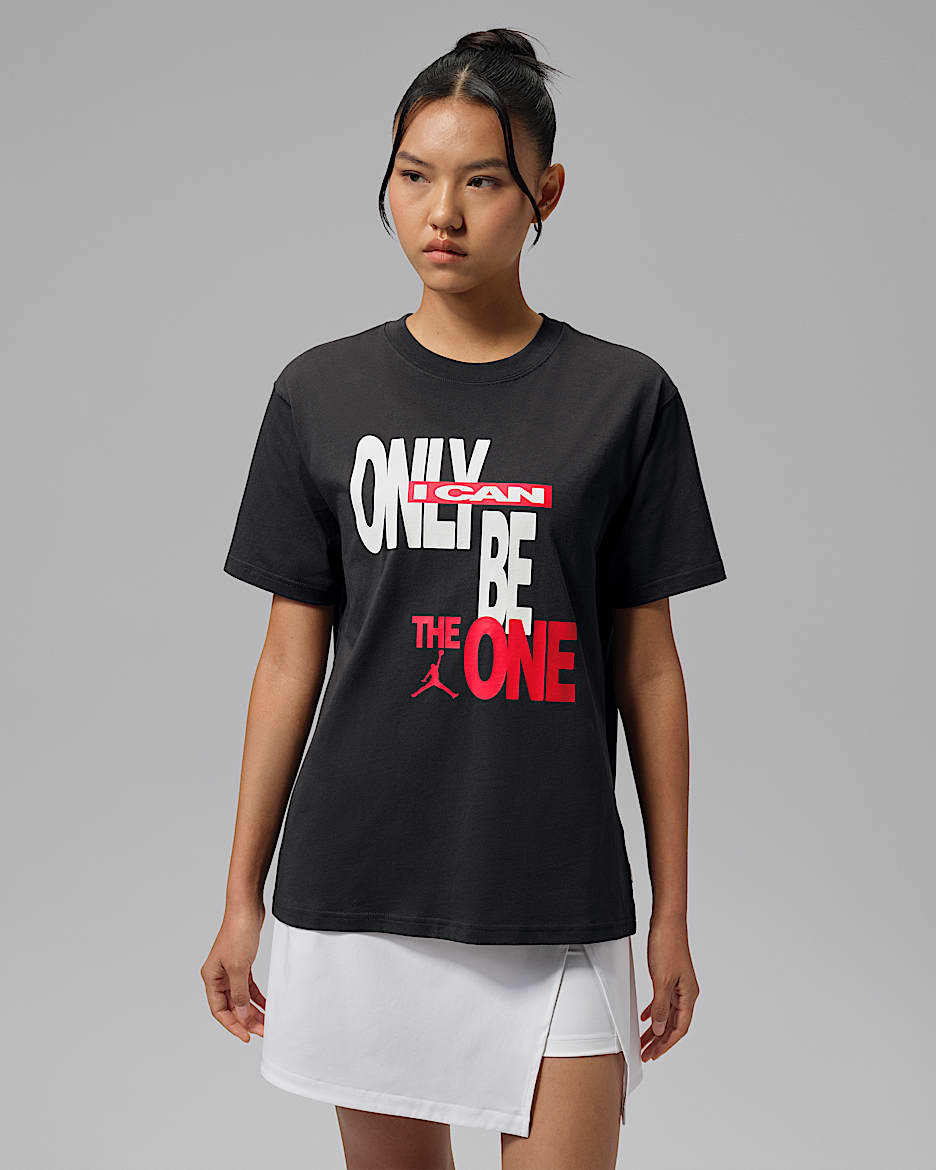 Jordan Sport Dri-FIT 女子速干印花短袖T恤 - 灰黑/大学红