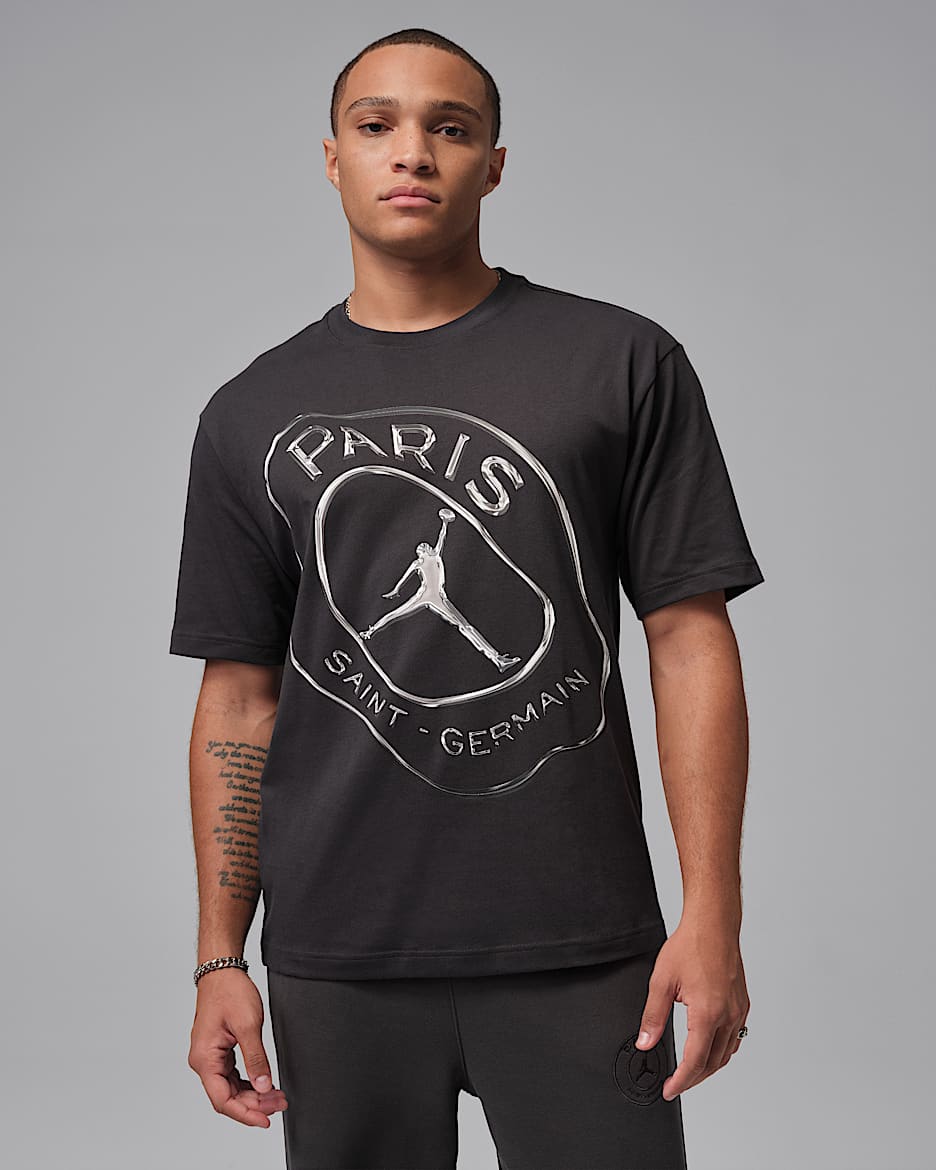 巴黎圣日耳曼足球俱乐部男子训练T恤 - 油灰/白色