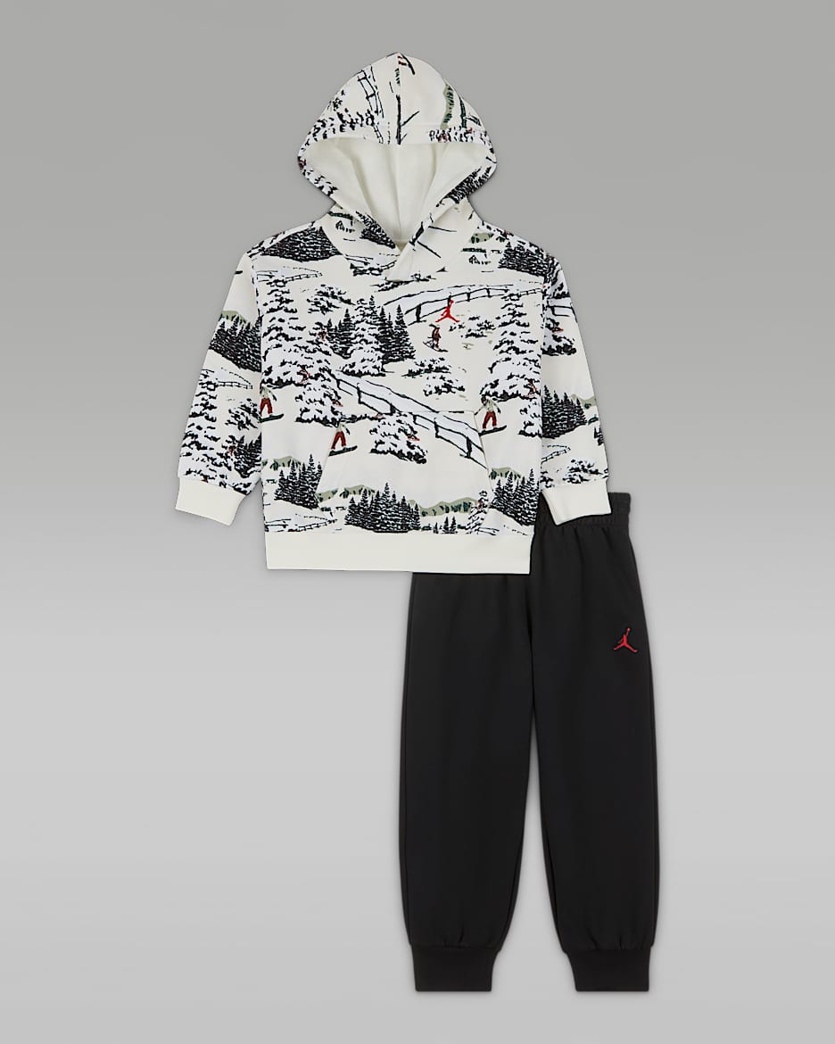 Jordan Brooklyn Fleece 婴童假日风加绒连帽衫和长裤套装 - 帆白