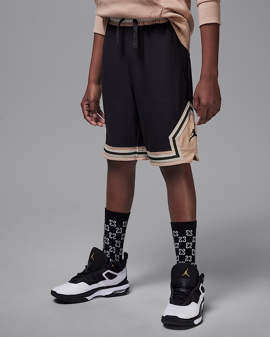 Jordan Dri-FIT 下站东单大童速干网眼布短裤 - 灰黑