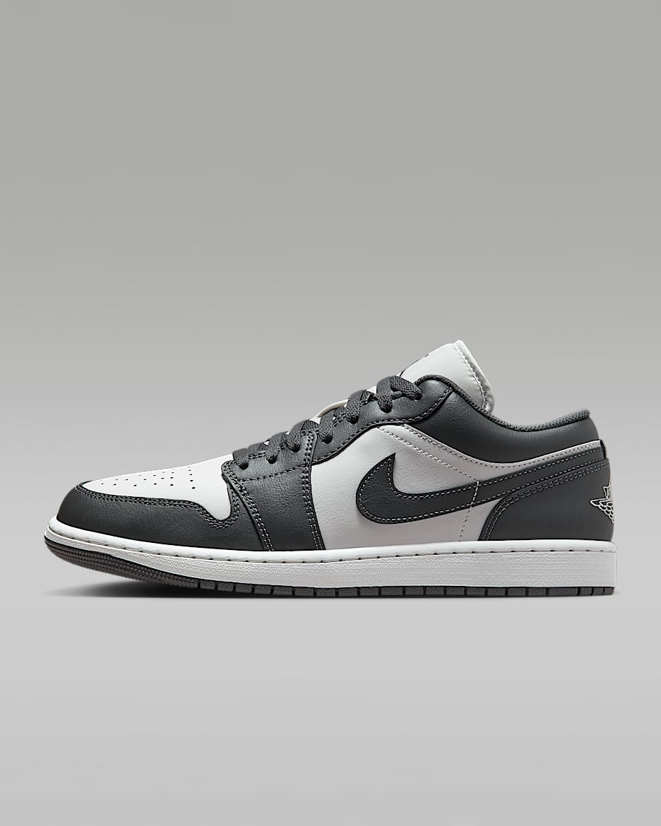 Air Jordan 1 Low 男子经典复古运动鞋 - 铁灰/山峰白