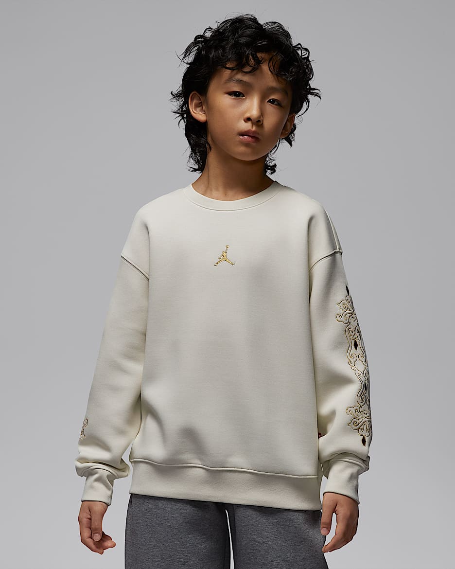 Jordan Flight 新年系列大童针织圆领上衣 - 海草绿