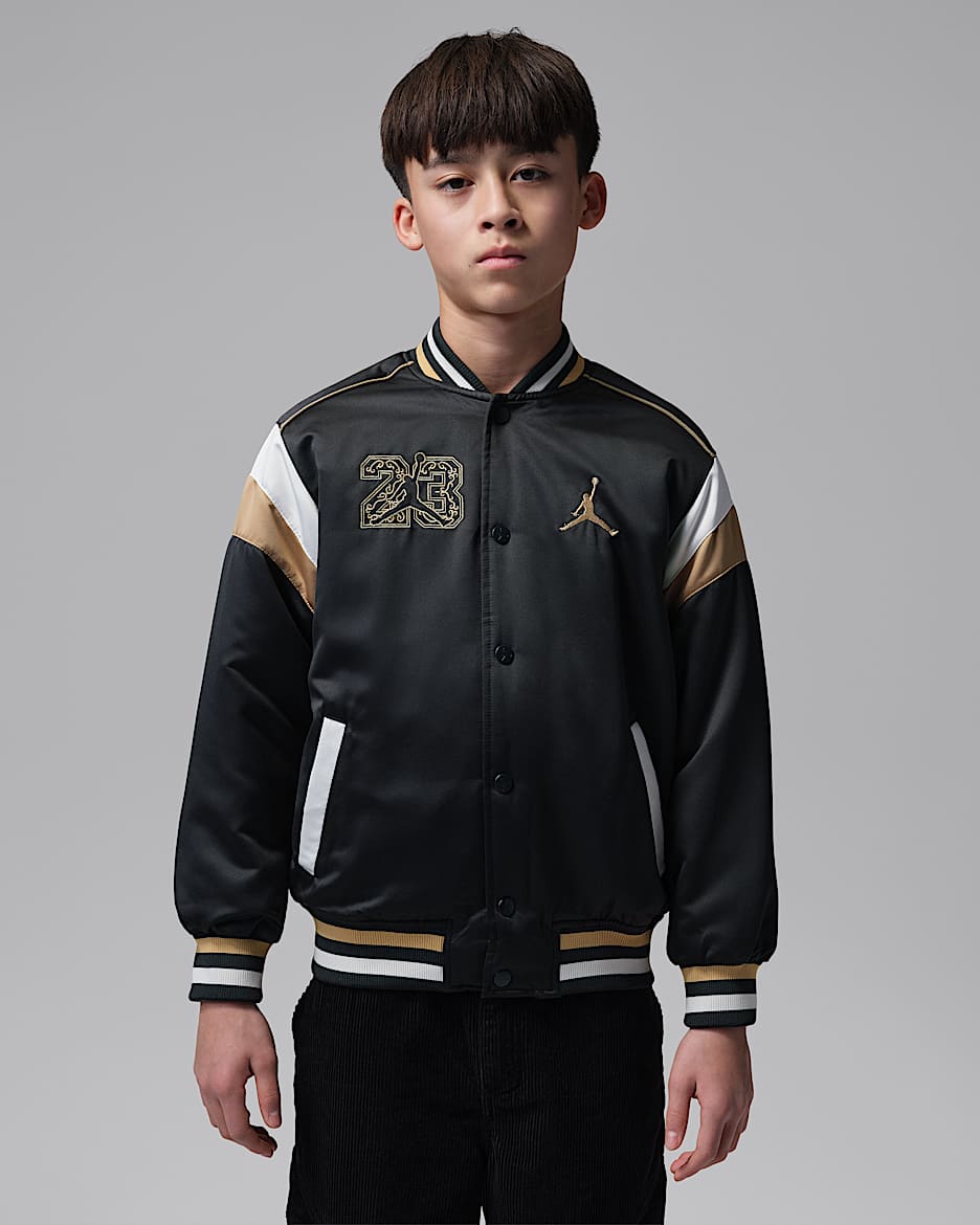 Jordan 新年系列大童缎面夹克 - 黑