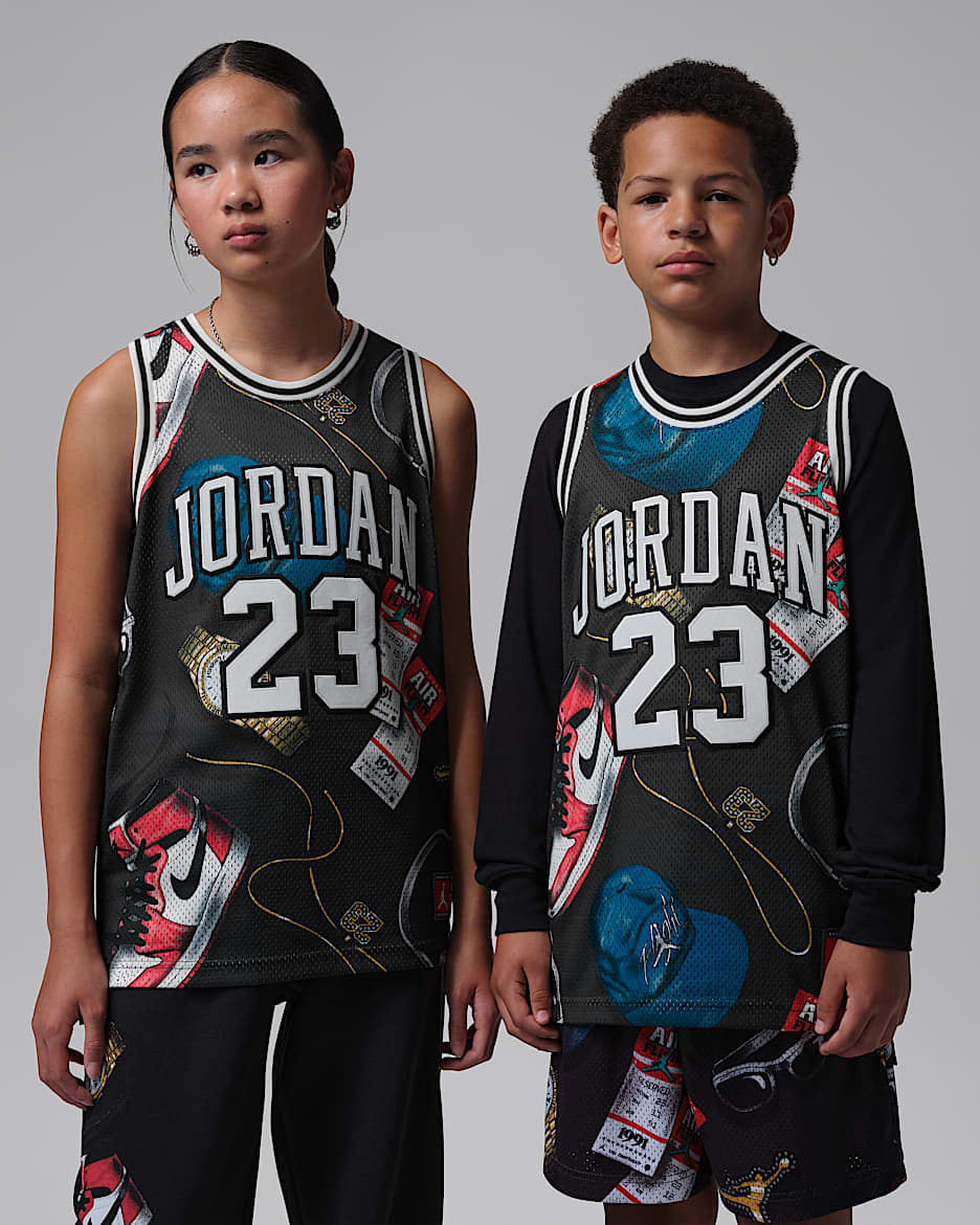 Jordan 23 大童印花球衣 - 黑/灰黑