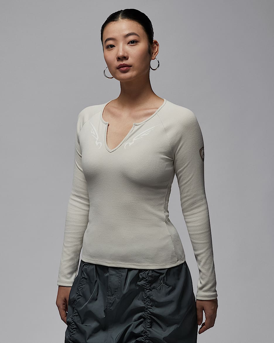 Jordan 女子长袖针织上衣 - 浅骨色