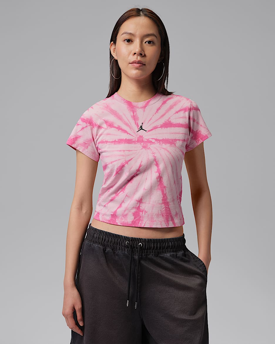 Jordan Brooklyn 女子扎染T恤 - 胭脂红/灰黑