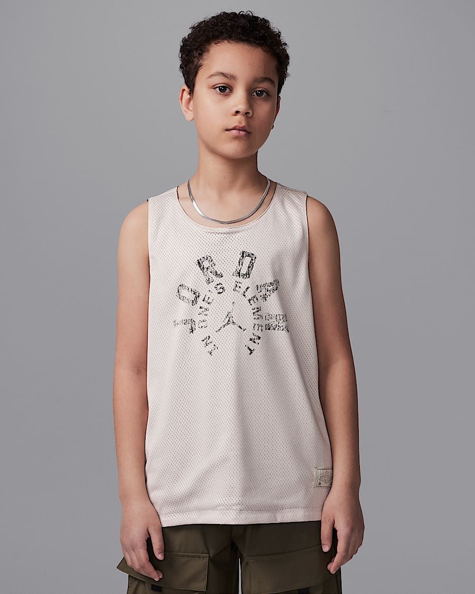 Jordan Dri-FIT 下站东单大童速干双面穿无袖上衣 - 燕麦色