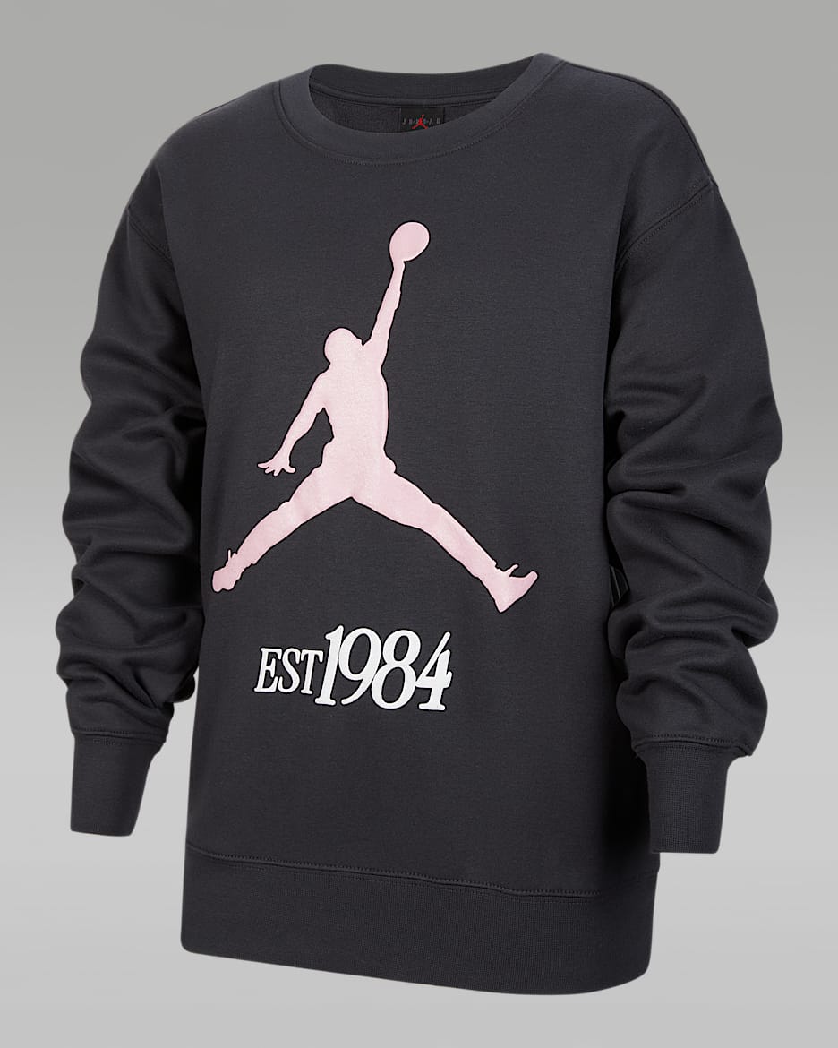 Jordan Jumpman Club 大童加绒圆领上衣 - 灰黑