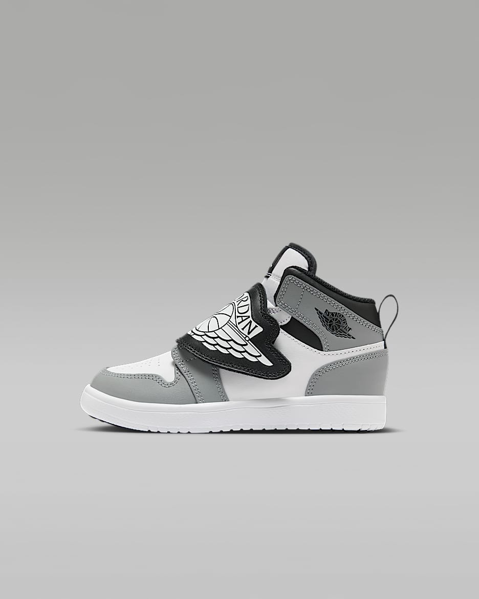 Sky Jordan 1 幼童易穿脱运动鞋 - 白色/微粒灰/黑