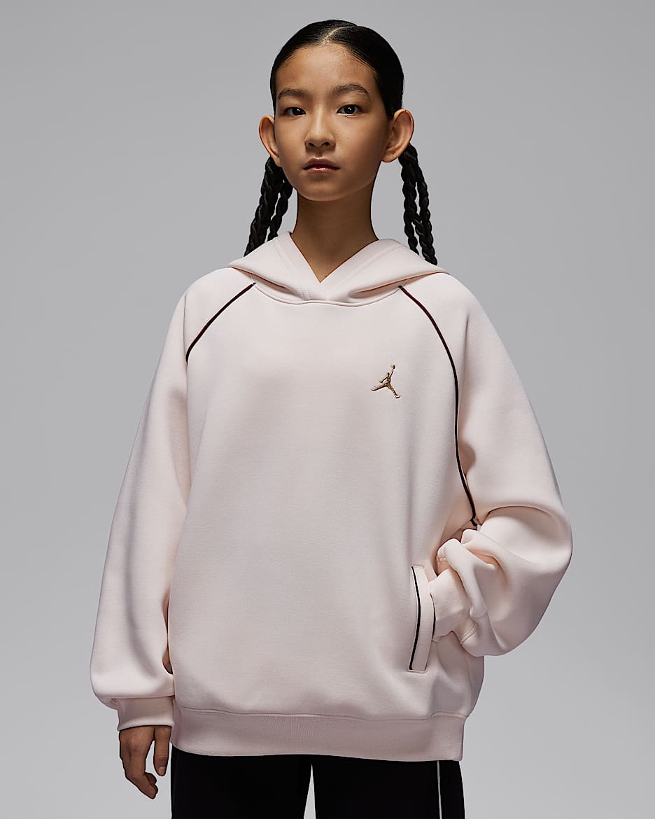 Jordan 新年系列大童针织套头连帽衫 - 粉白