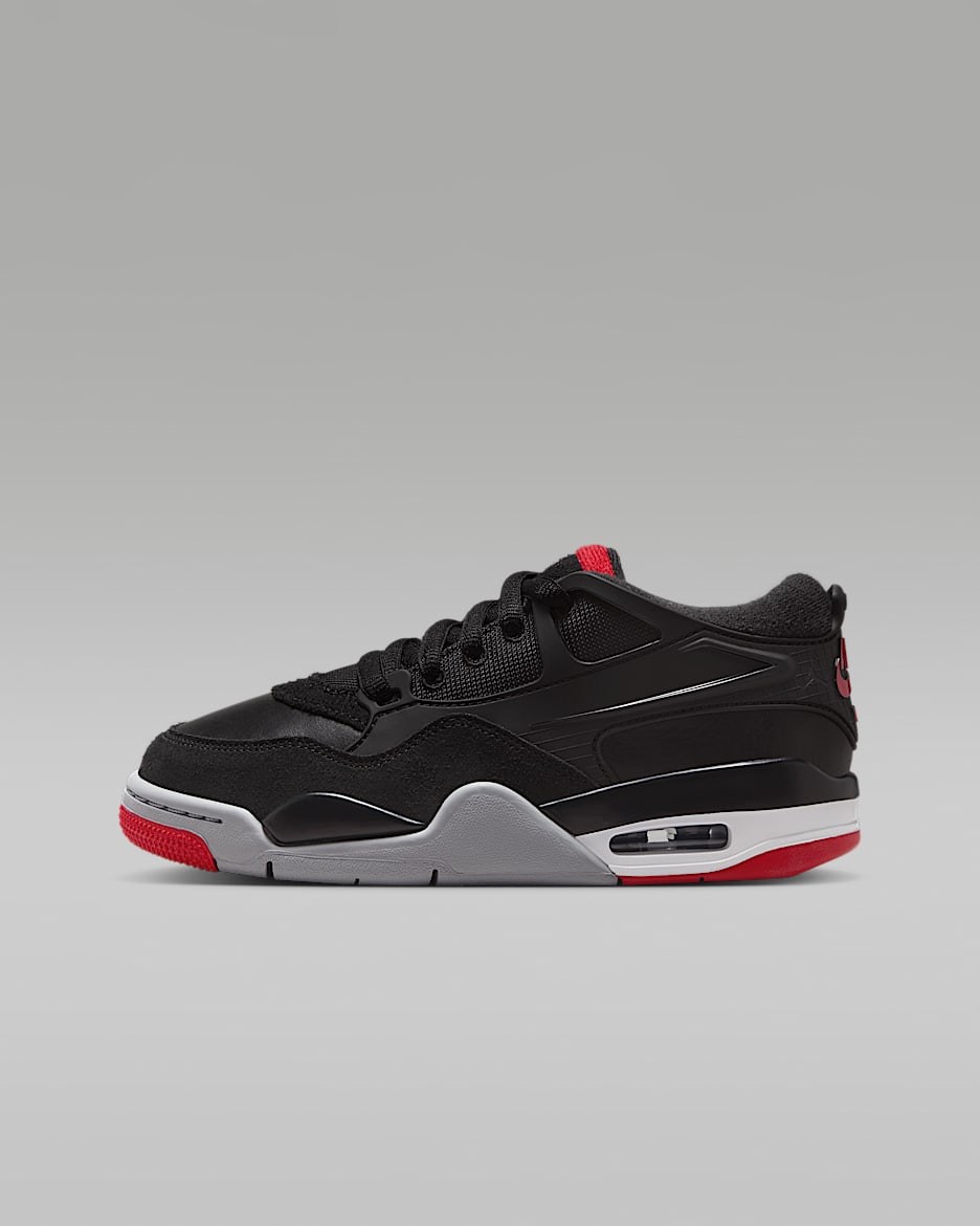 Air Jordan 4 RM 大童运动鞋骑士鞋 - 黑/狼灰/白色/校园红