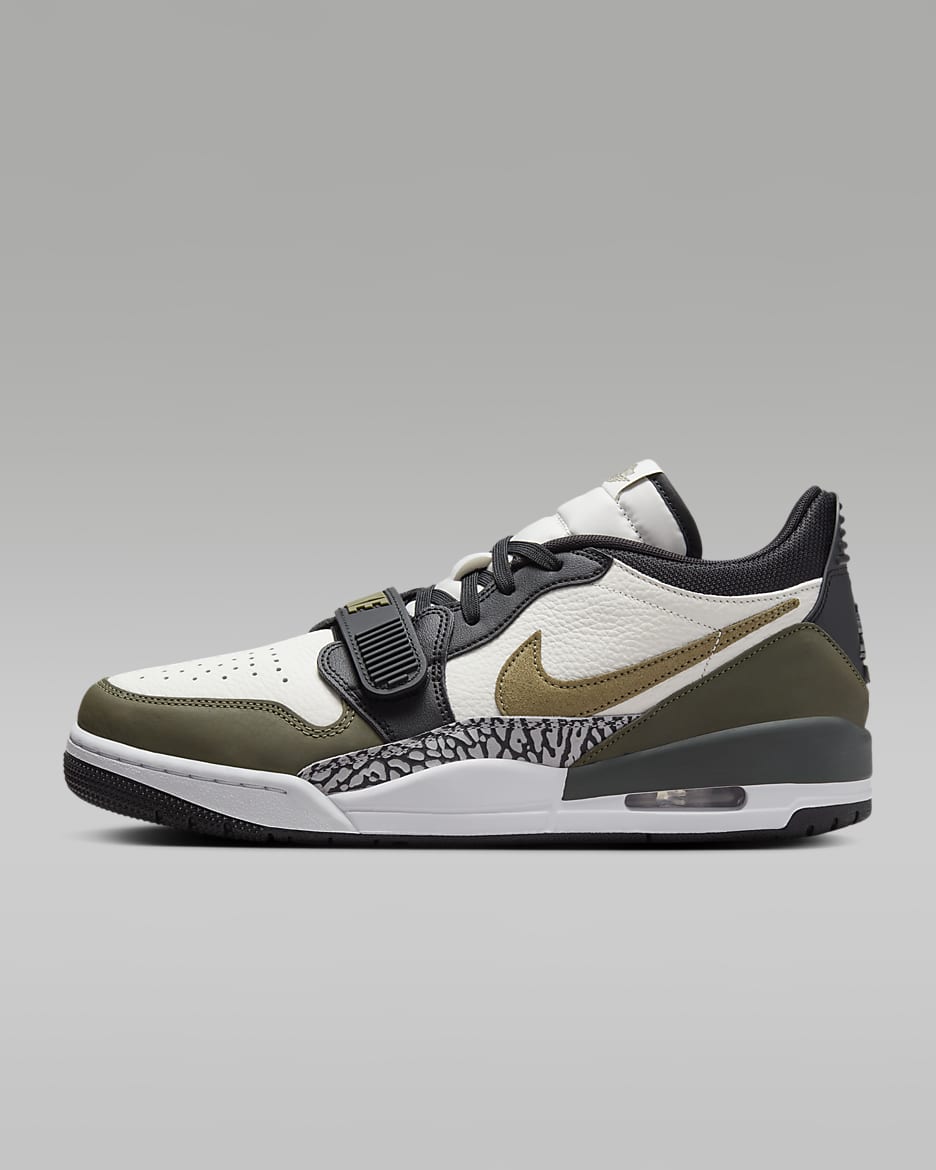 Air Jordan Legacy 312 Low 男子运动鞋缓震 - 帆白/黑/狼灰/中橄榄绿