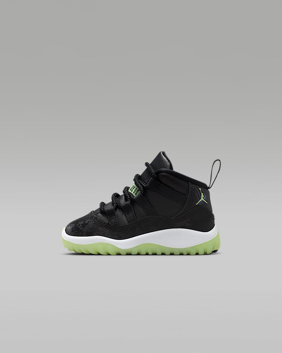 Jordan 11 Retro 复刻婴童运动鞋 - 黑/乌紫/白色/微黄绿