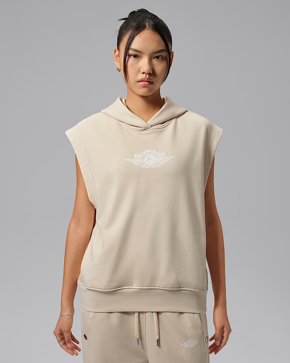 Jordan Flight Fleece 女子法式毛圈无袖连帽衫 - 珍珠白/深宝蓝/帆白