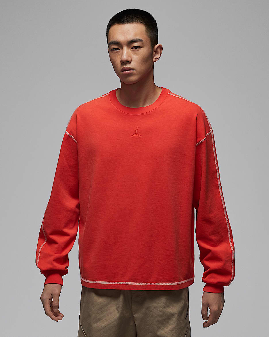 Jordan Flight 男子厚实长袖上衣 - 椒红/帆白/椒红