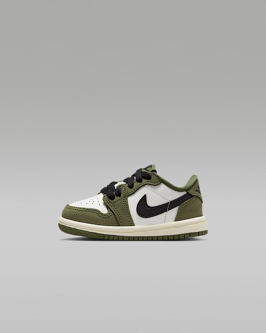 Air Jordan 1 Retro Low "Medium Olive" 复刻婴童运动鞋 - 中橄榄绿/山峰白/帆白/黑