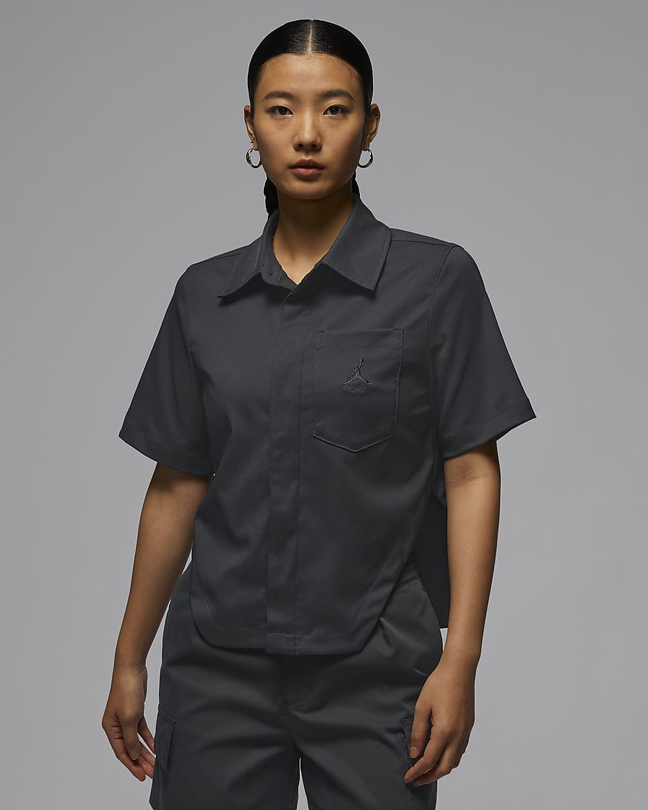 Jordan 女子梭织宽松版型短袖上衣 - 灰黑