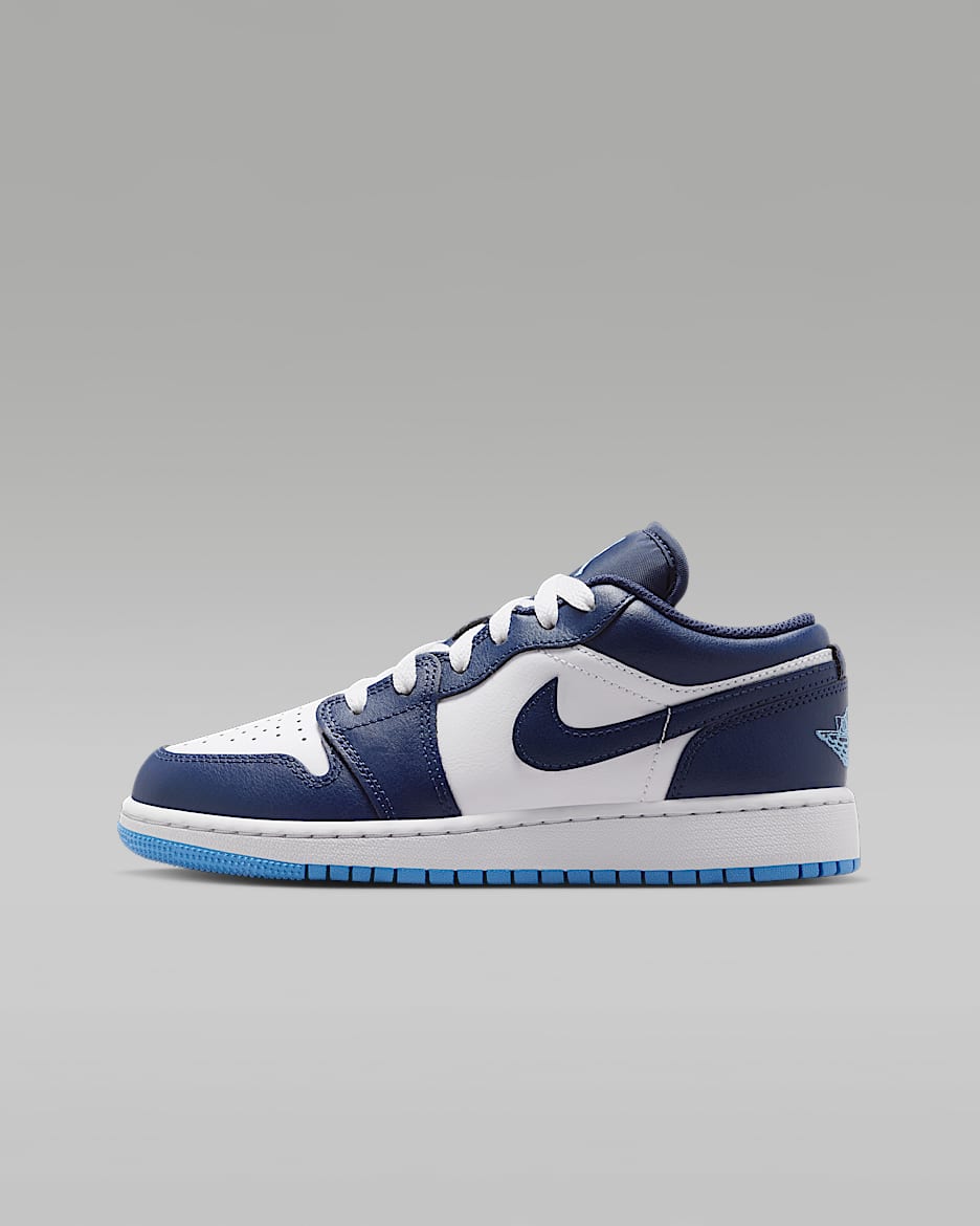 Air Jordan 1 Low 大童运动鞋 - 深藏青/白色/大学蓝