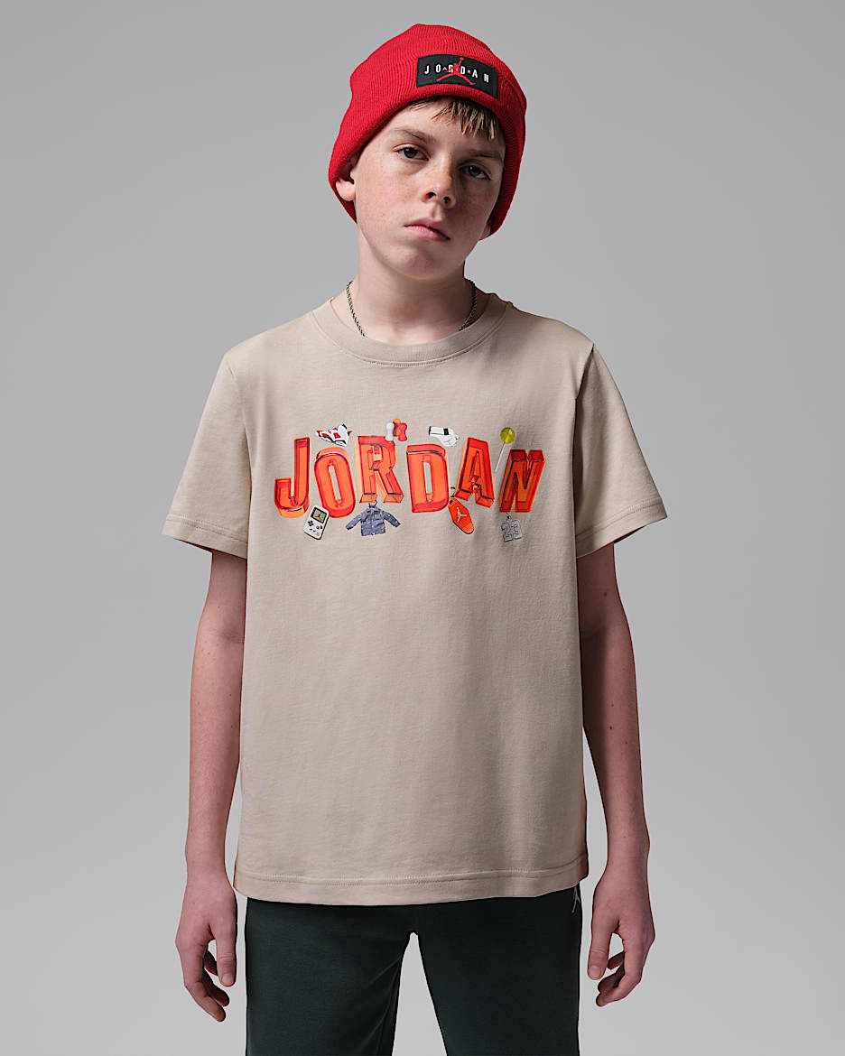 Jordan 大童 90 年代钥匙扣风T恤 - 奶白 II