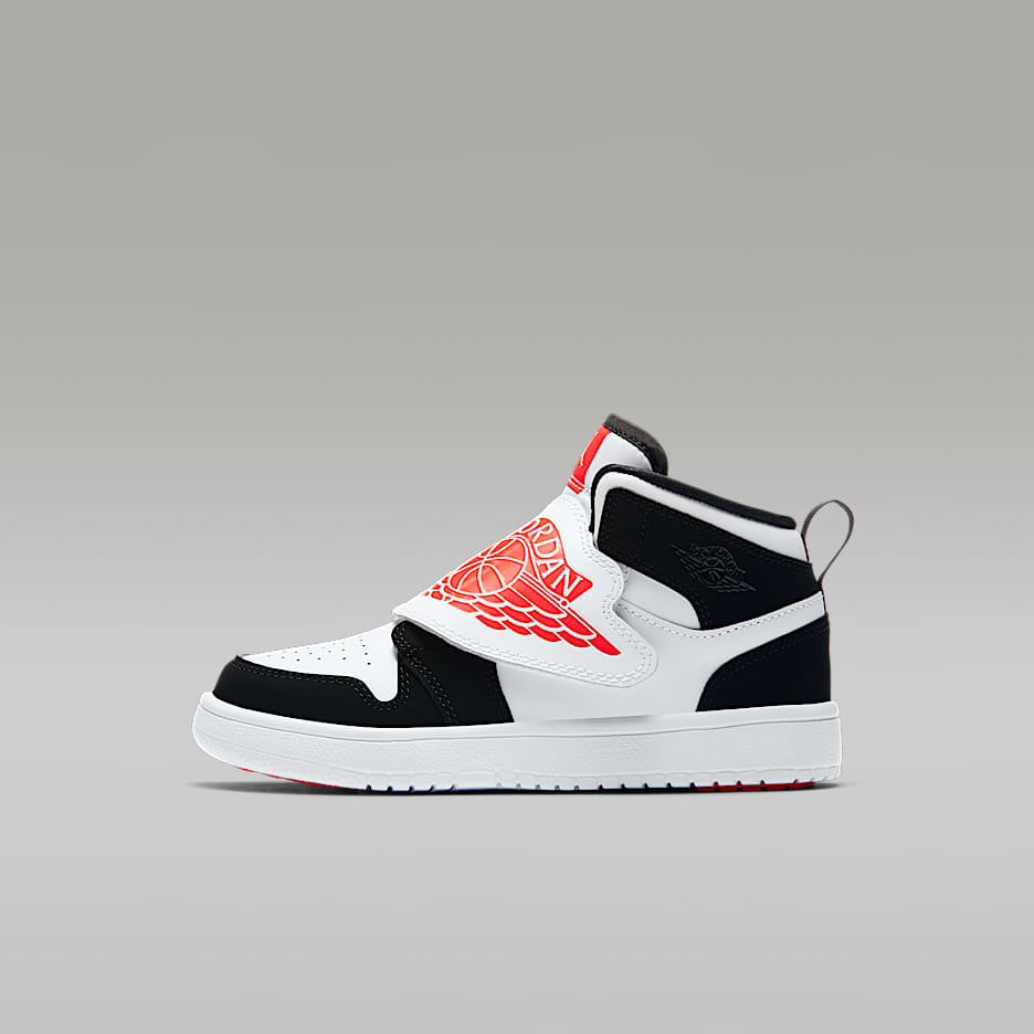 Sky Jordan 1 幼童易穿脱运动鞋 - 白色/黑/红外线红 23