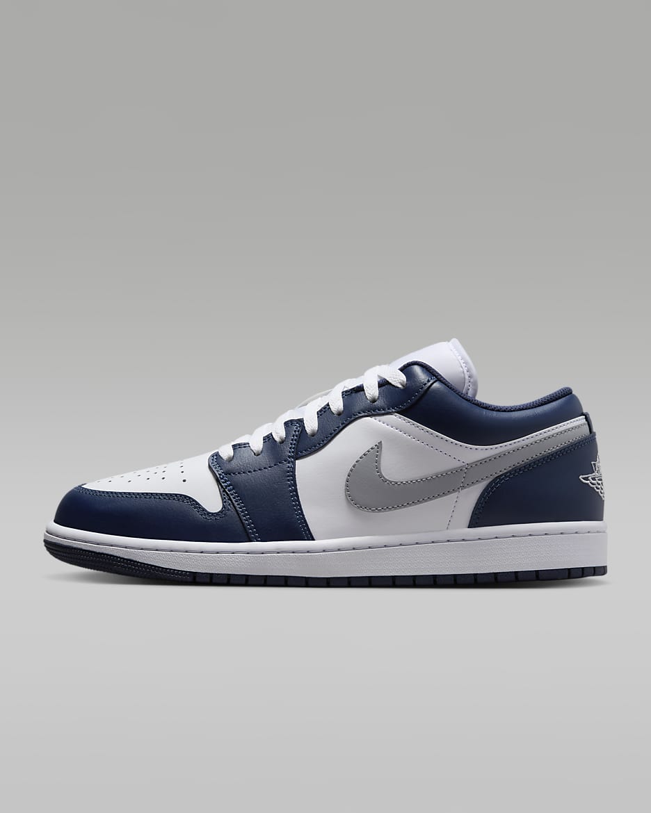 Air Jordan 1 Low 男子运动鞋 - 白色/深藏青/狼灰