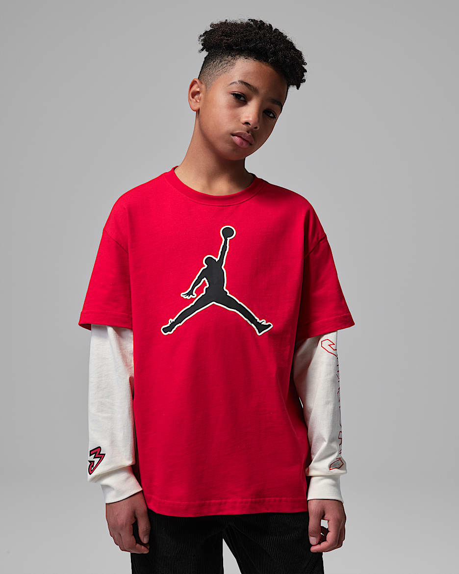 Air Jordan 6 '91 Playoff Tix 大童长袖T恤 - 健身红