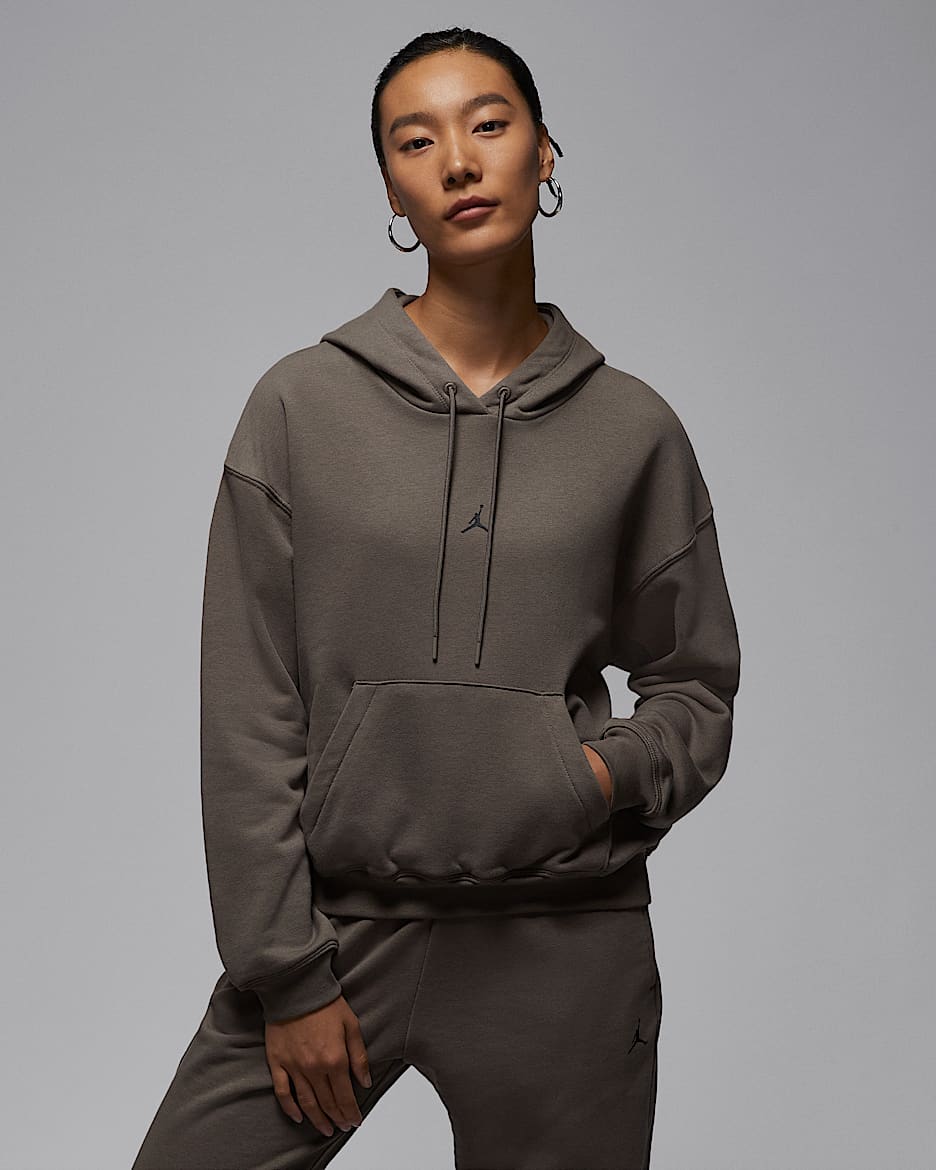 Jordan Sport Crossover Dri-FIT 女子速干针织连帽衫 - 橄榄灰/黑