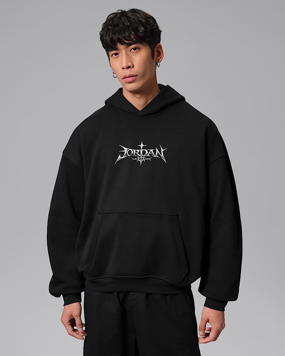 Jordan Flight Fleece 男子印花套头连帽衫 - 黑