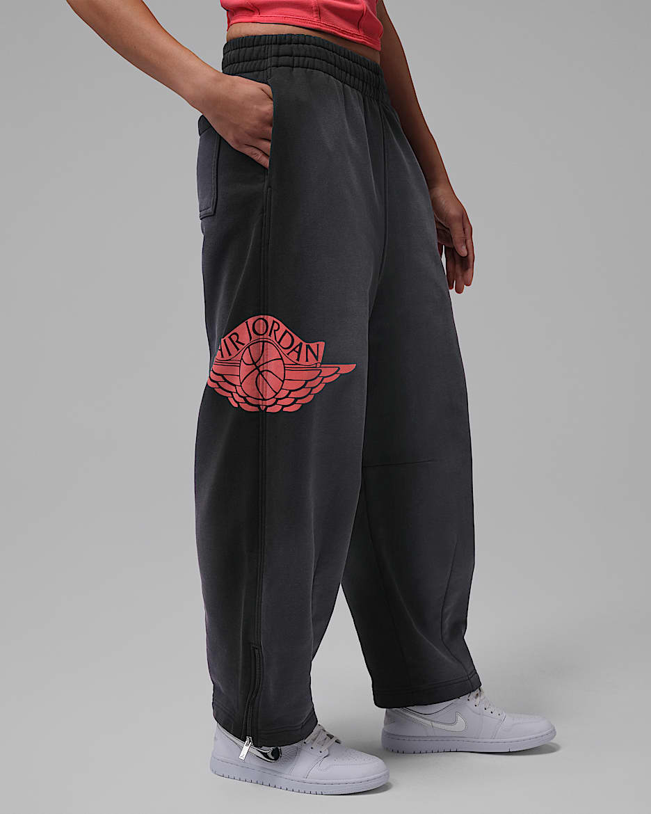 Jordan Flight Fleece 女子长裤 - 黑/大学红