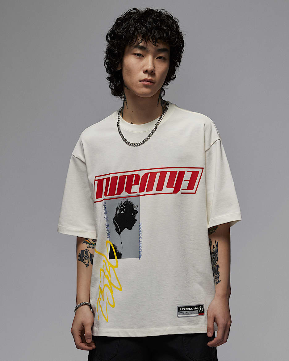 Jordan Flight Essentials 男子 Oversize 风T恤 - 帆白/黑/黑