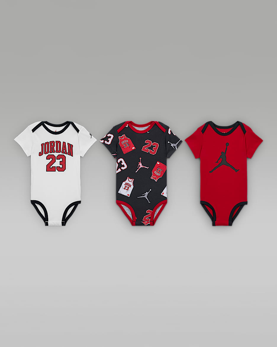 Jordan 23 Jersey 婴童连体衣（3 件） - 黑