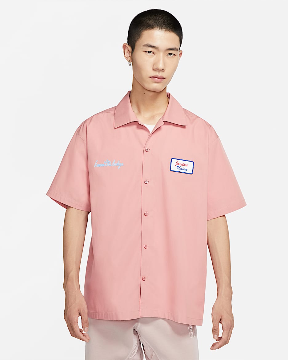 Jordan x Union 男子短袖纽扣上衣 - 锈粉
