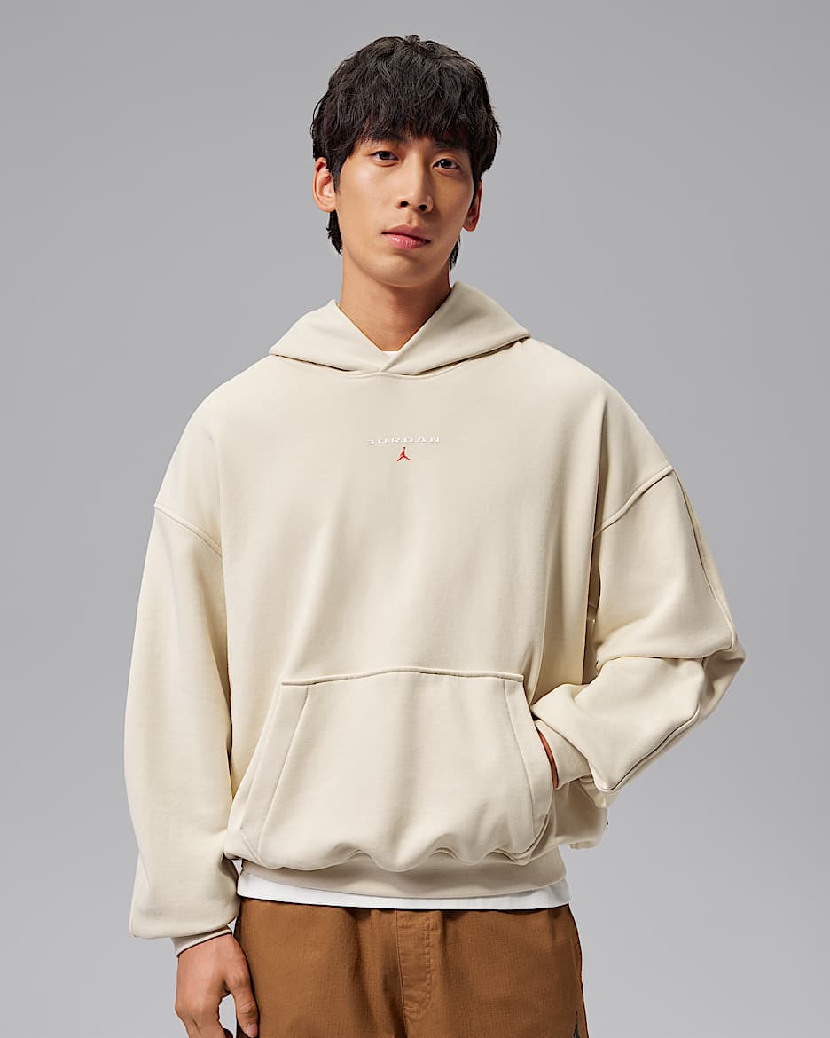Jordan Flight Fleece 男子 Oversize 风套头连帽衫 - 珍珠白