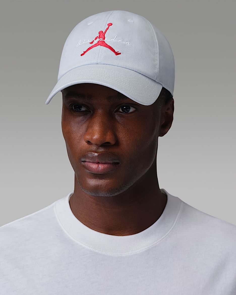 Jordan Club 软顶可调节运动帽 - 浅蓝灰/白色/大学红