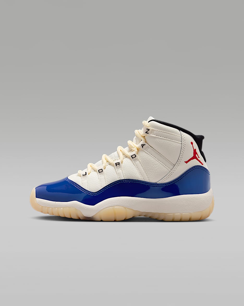 Air Jordan 11 Retro "Rare Air" 复刻大童运动鞋 - 深宝蓝/帆白/黑/火焰红