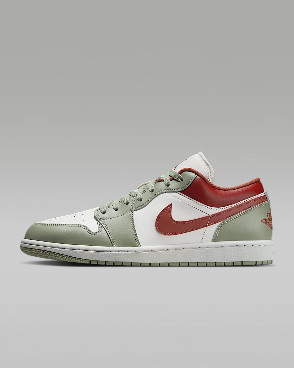 Air Jordan 1 Low 男子运动鞋 - 帆白/白金色/山峰白/地平线绿