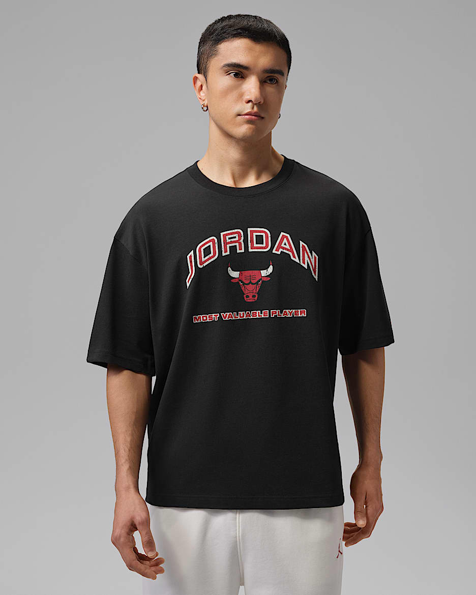 Jordan Flight Essentials 男子宽松印花T恤 - 黑/大学红