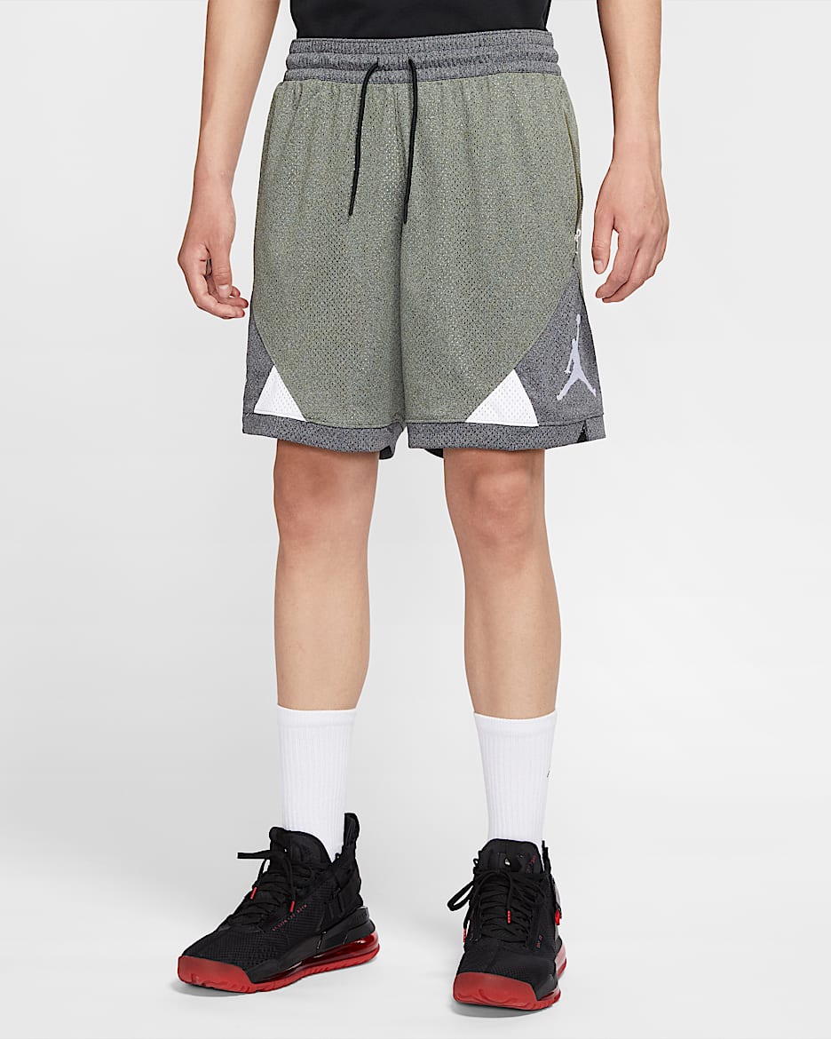 Jordan Jumpman Diamond 男子混色网眼布短裤 - 军裤卡其/黑/黑/白色