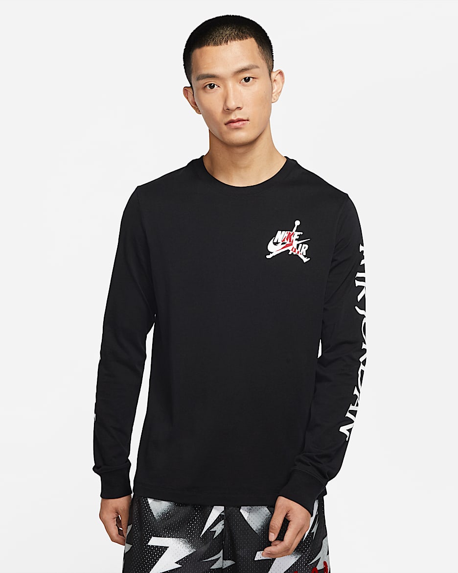 Jordan Jumpman Classics 男子长袖T恤 - 黑/白色