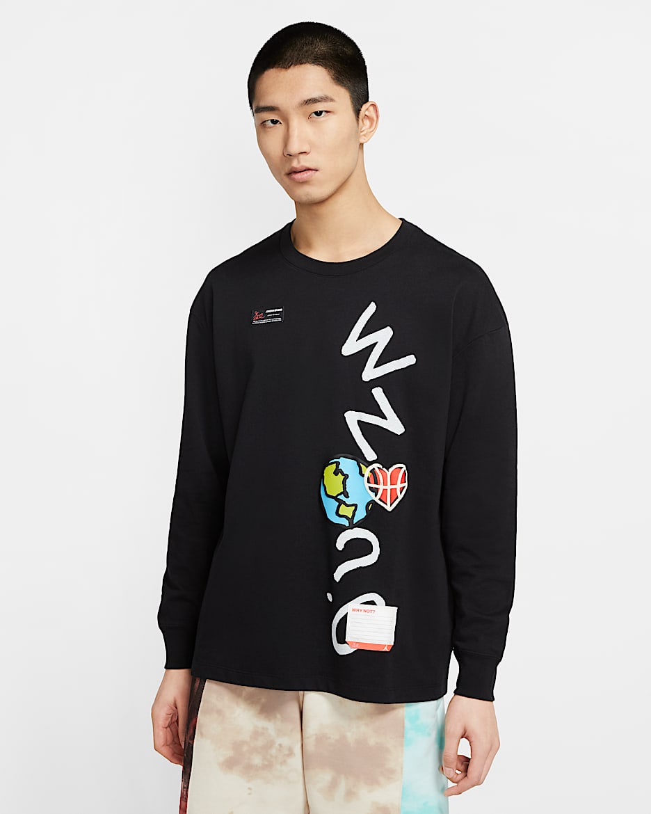 Jordan Why Not 男子长袖T恤 - 黑/帆白