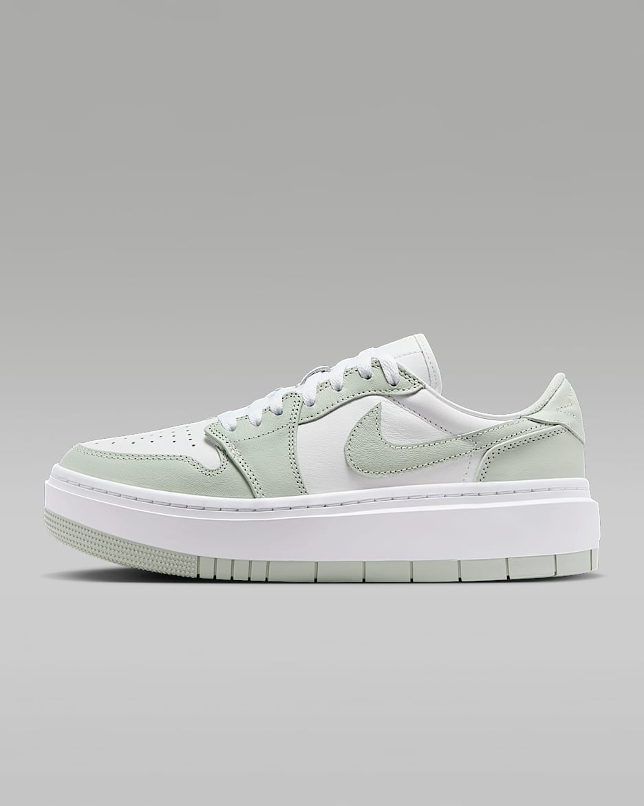 Air Jordan 1 Elevate Low 女子厚底增高运动鞋缓震皮面板鞋 - 水蓝/白色/水蓝
