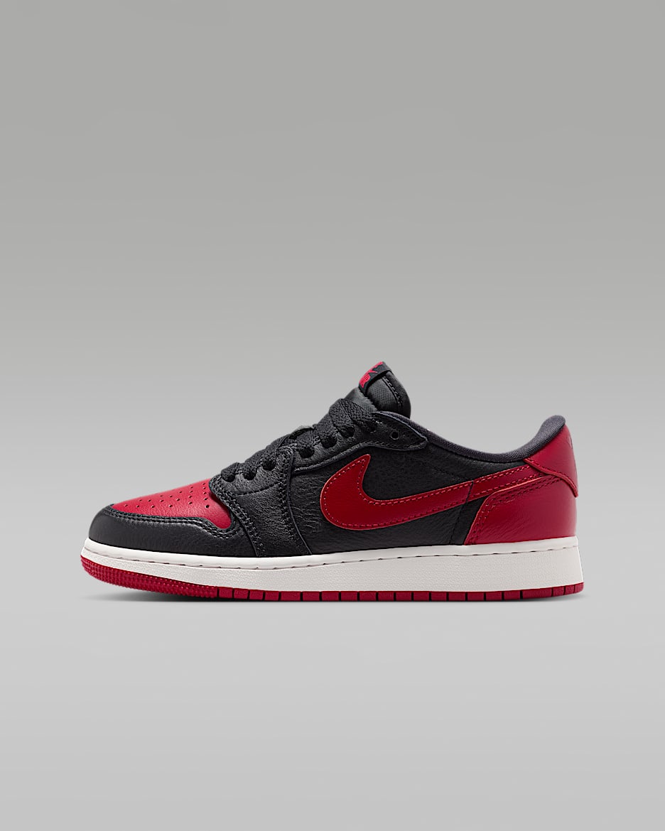 Air Jordan 1 Retro Low OG "Banned" 复刻大童运动鞋 - 黑/校园红/山峰白/黑