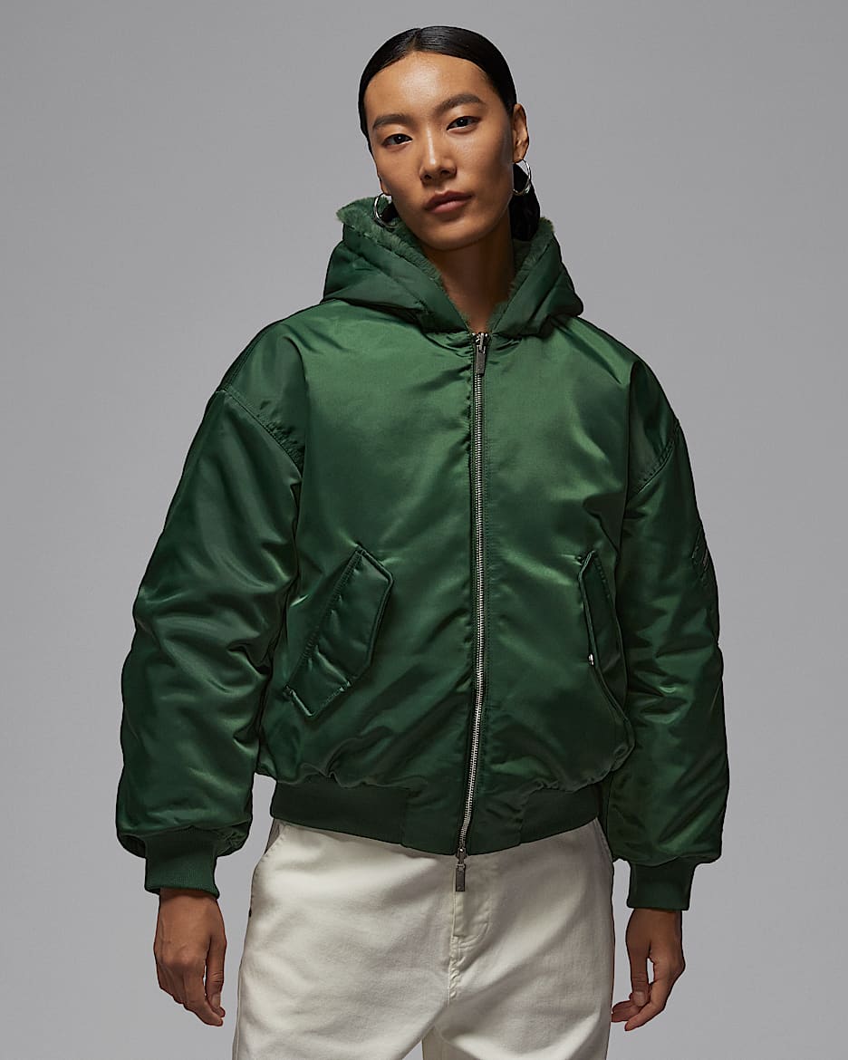 Jordan Renegade Flight Therma-FIT 女子双面穿人造毛皮夹克 - 冷杉绿