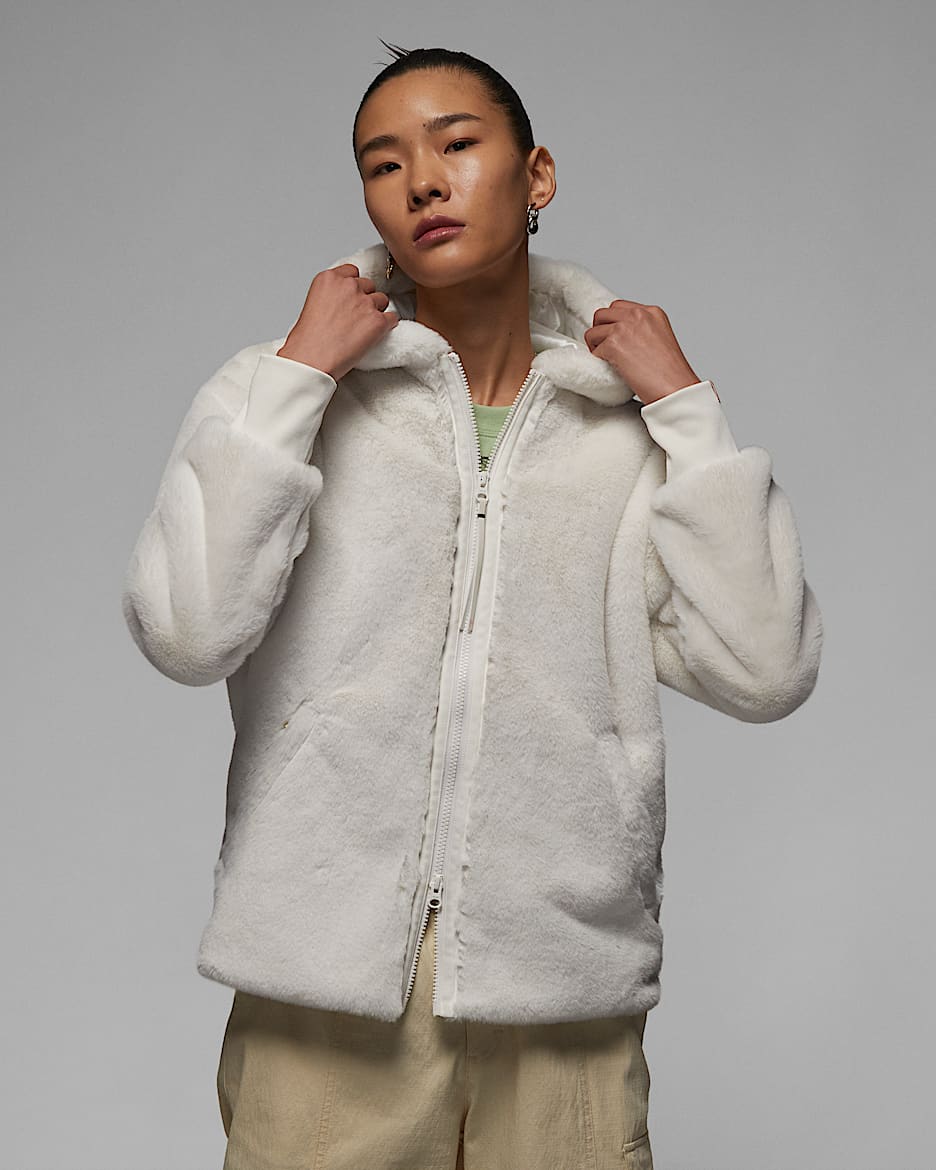Jordan Flight Chinese New Year 女子人造毛皮夹克 - 象牙白