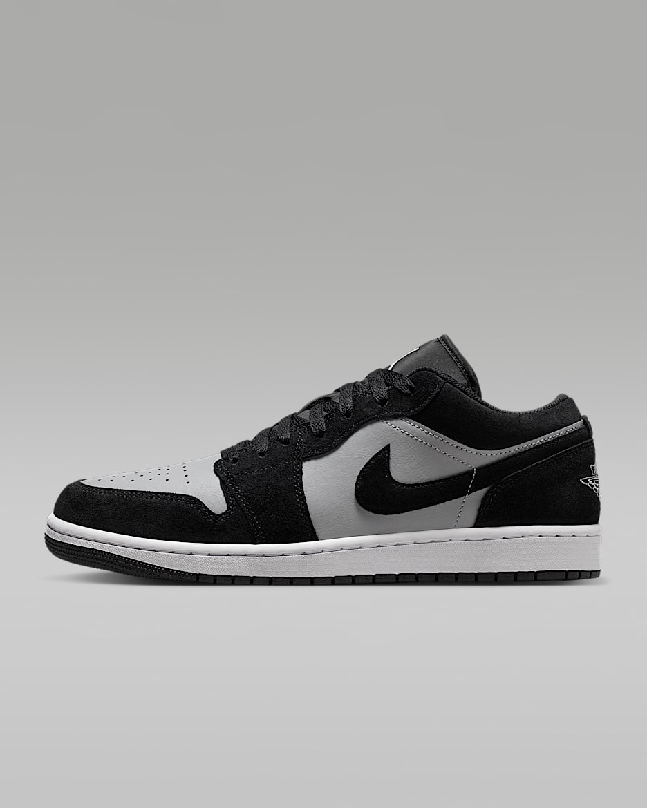 Air Jordan 1 Low 男子运动鞋 - 黑/浅烟灰/白色
