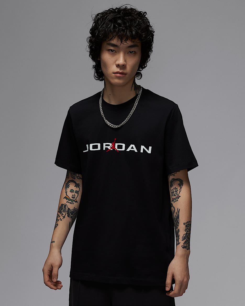 Jordan Air 男子T恤 - 黑/白色/健身红